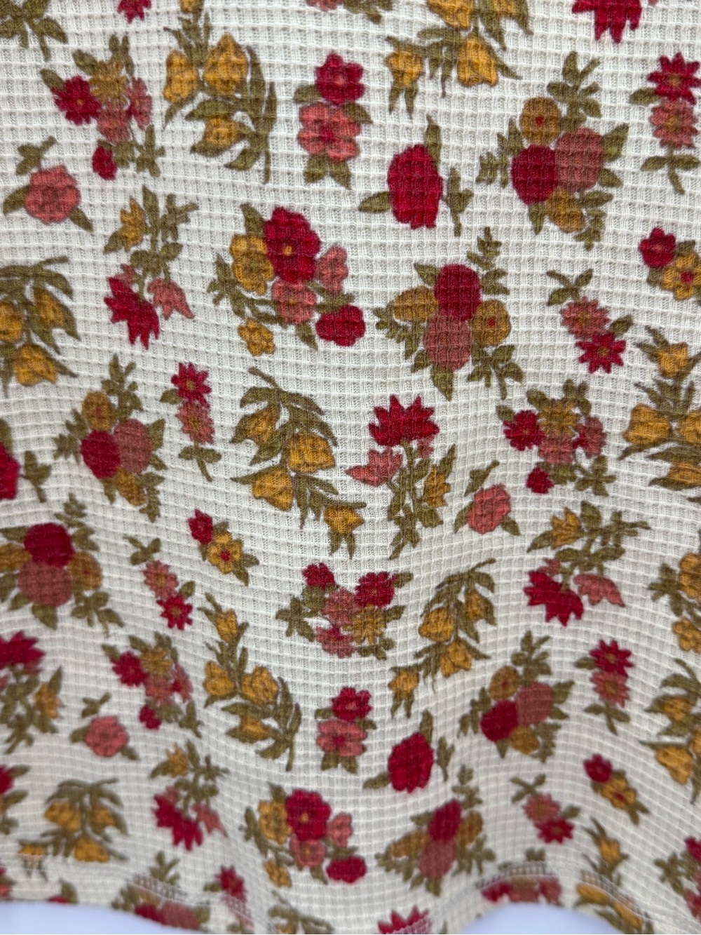 Toad&Co Floral Foothills Crew Waffle Knit Top Cotton Cottagecore Boho Thermal - Picture 10 of 14